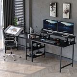Yasmak 530-S Bilgisayar Masası, Ekstra Uzun Iki Kişilik Masa, Oyun Masa - 265 x 60 - Siyah