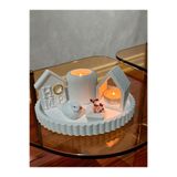 YASMELLA HOME Dekoratif Set + Minimal Tepsili Ev Dekoru + Salon Mutfak Masa Üstü Biblo Şamdan Mumluk + Hediye Seti