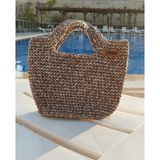 Yaso Shop El Örgüsü Parlak Kadın Çanta Deri Parçalı - Kahve - Açık Camel