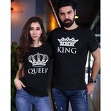 Yasolin Sevgili Kombinleri King Queen Taç Tişört - 02S-Siyah