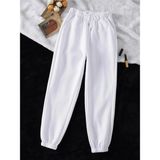 Yasolin Unisex Kadın/erkek Özel Renkli Düz Paça Lastik Eşofman Altı Jogger - 3XL - Beyaz