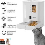 Yasomi DU-F03V Smartpaw+ 2si1 Arada 4l/5l Kapasiteli Pilli/Kablolu Akıllı Otomatik Mama ve Su Kabı - Beyaz