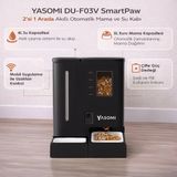 Yasomi DU-F03V Smartpaw+ 4l/5l Kapasiteli Şarjlı Akıllı Otomatik mama ve su kabı - Siyah