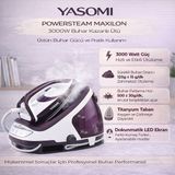 Yasomi Powersteam 3000w Titanyum Taban Dokunmatik Ekran Buhar Kazanlı Ütü - Bordo - Beyaz
