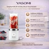 Yasomi Taşınabilir Kablosuz Şarjlı Cam Kişisel Blender Beyaz (Yasomi Türkiye Garantili)
