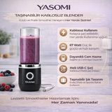 Yasomi Taşınabilir Kablosuz Şarjlı Cam Kişisel Blender Siyah( Türkiye Garantili)