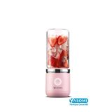 Yasomi Taşınabilir Kablosuz Smoothie Şarjlı Pembe Cam El Blenderi