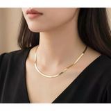 Yassı Balık Sırtı Zincir Kolye 50 Cm - Gold Renk