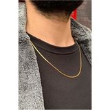 Yassı Italyan Model Snake Yılan Kolye 316 L Çelik Erkek Zincir - Altın