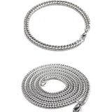 Yassı Sık Aralıklı Ince Erkek Çelik Zincir Kolye ve Bileklik Set 3mm ECK13S - Metalik Gri - 3 mm