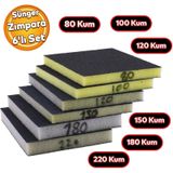 Yassi Sunger Zimpara 9.5 X 12.5 Cm Takoz Blok Flex Taslama Ahsap El Zimparasi Kum Seti 6 Adet