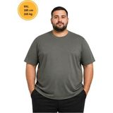 Yassino Premium Büyük Beden Oversize Erkek Tişört Oysho Kumaş Nakışlı - Haki - 7XL