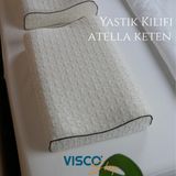 Yastık Kılıfı Yedek Kılıf Atella Doğal Keten Kılıf - Krem - Bej - 40 x 60