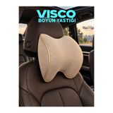 YasTıkla Araç İçi Bej Ergonomik Boyun Destekli Ortopedik Visco Oto Koltuk Başlığı
