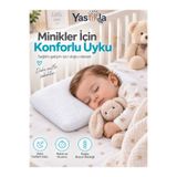 YasTıkla Bebek Düz Kafa Yastıgı Nefes Alabilen Kumaşlı Ergonomik Boyun Destekli Hafızalı Visco Yastık 38x26x6,5 cm