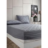 Yatak Koruyucu Alez Kapitone Gri RENK%100 Pamuk Fitted Alez Çarşaf 160 x 200 - 0,6 x 19 x 29 cm