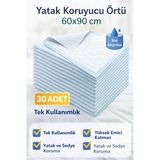 Yatak Koruyucu Örtü 60X90 Cm 30 Adet Tek Kullanımlık Sıvı Geçirmez Hasta Altı Bezi