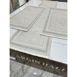Yatak Odası 3'lü Halısı Bambu Argın Halı - Krem - Vizon - 80 x 300 cm