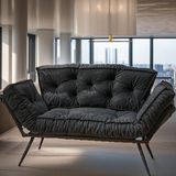 Yatak Olabilen Mekanizmalı Ikili Kanepe | Kolları Açılan Yataklı Koltuk | Modern & Fonksiyonel Çekyat - Füme