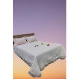 Yatak Örtüsü 13545 Zümrüt Çift Kişilik Dantelli Pastel Yeşil %80 Pamuk El Yapım