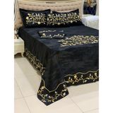 Yatak Örtüsü Gold Işlemeli Yatak Örtüsü ve Nevresim Set 10 Parça - 260 x 260 cm - Siyah