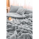 Yatak Örtüsü Seti Tek Kişilik Peluş Yumuşak Yorgan Wellsoft 2 Parça Loria Gri - Renkli - 100 x 100 cm