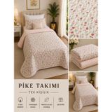 Yatak Örtüsü TEK kişilik Pike & Battaniye & İnce Yorgan + 1 Adet Yastık Kılıfı