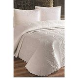 Yatak Örtüsü Tek Taraflı Yastıklı Mikro Kumaş Kapitone Elyaf Dolgulu 240X260CM - Ekru - 240 x 260 cm