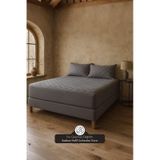 Yatak Ve Yastık Alezi Seti Pamuklu Kapitone Fitted Full Kenar Yatak Koruyucu Gri Gri