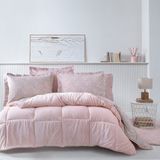 Yataş Piante Çift Kişilik Triola Uyku Seti - Pudra %100 Pamuk Desenli 195 x 215 cm Ebatlar - Naturel - Pembe