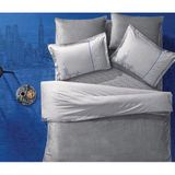 Yataş Puffy Devi Gri Nevresim Takımı, New York Temalı,%100 Pamuk, Çift Taraflı, Tek Kişilik, 160x220 cm, Gri Mavi Detaylı