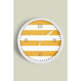 Yatay Çizgili Modern Duvar Saati - 35cm - Önü Camlı Beyaz Kasa - Sessiz Mekanizma, JH0887S35BKP