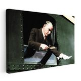 Yatay Kanvas Tablo Atatürk Tren Penceresi Atatürk Tablosu Ev Ofis Duvar Dekoru