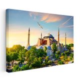 Yatay Kanvas Tablo Ayasofya Camii Tarihi Yarımada Şehir Mimari Tablo Ev Ofis Duvar Dekoru