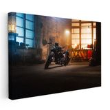 Yatay Kanvas Tablo Custom Chopper Motosiklet Garaj Atölyesi Motosiklet Tablosu Ev Ofis Duvar Dekoru