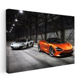 Yatay Kanvas Tablo Depo Hangarda İki Adet McLaren Spor Araba McLaren Tablosu Ev Ofis Duvar Dekoru
