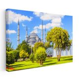 Yatay Kanvas Tablo Sultanahmet Camii Yeşillik ve Havuz Şehir Mimari Tablo Ev Ofis Duvar Dekoru