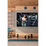 Yatay Kanvas Tablo Tekli Spor Salonu Fitness Eğitimi Dambıl Egzersizi Yapan Kadın 2263