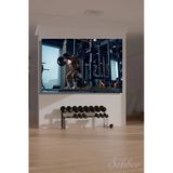 Yatay Kanvas Tablo Tekli Spor Salonu Fitness Eğitimi Egzersiz Squat Yapan Atletik Erkek 2413