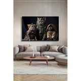 Yatay Tekli Kanvas Tablo Modern Salon Mutfak Yatak Odası Ofis Lord Of Cats 1619