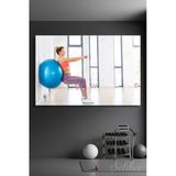 Yatay Tekli Kanvas Tablo Spor Salonu Fitness Eğitimi Egzersiz Plates Topu İle Squat 2310
