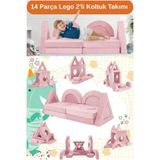 yatella 14 Parça Yapı Oyuncak Modüler Bebek ve Çocuk 2'li Koltuğu - PEMBE