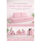 Yatella 4 Parça Katlanabilir Çocuk Koltuğu | Yatak & Minder – Çok Amaçlı Modüler Tasarım - Pembe