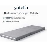 Yatella Katlanır Micro Cotton Sünger Yer Yatağı ve Minderi 10 cm 18 Dns Orta Sertlik Sünger - 100 x 200 cm - Gri