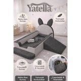 Yatella Tavşan Tasarımlı Çok Amaçlı Bebek Koltuğu & Yatak (Yıkanabilir) 70 x 130 cm Krem - Antrasit