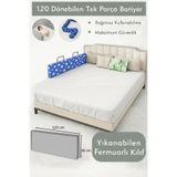 yatella Yeni Nesil Yatak Bariyeri 120 cm Mavi Yıldız - Boyalı