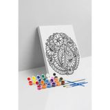 Yatinks Çiçek Desenli Mandala Tuval Boyama Seti 40x50 cm