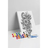 Yatinks Çiçek Şal Desenli Mandala Tuval Boyama Seti 40x50 cm