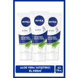 Yatıştırıcı El Bakım Kremi Aloe Vera 75ml, Nemlendirici, Yumuşak Cilt, Hızlı Emilir, X3 Adet