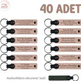 Yavru Ağzı & Yeşil, Bebek Mevlidi Hatırası İçin İsim Yazılı Anahtarlık 40’lı Set, Hediyelik Armağan